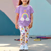 2-Piece Purple Casual Outfits Floral Cute Cotton Suit For Girls